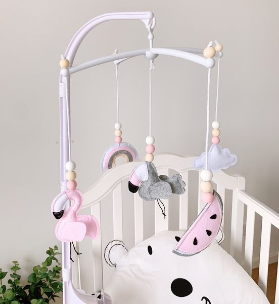 

baby mobile rattles toys 0-12 months for newborn crib bed bell hairball rattles ins nordic decor baby crib wind chime bed bellq1221