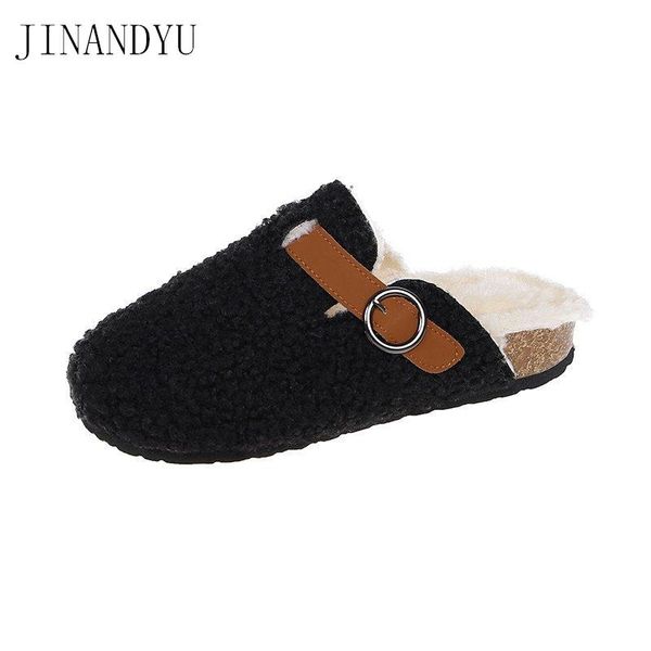 

slippers flat mules women indoor winter shoes casual warm comfy fluffy home for woman flats slipper, Black