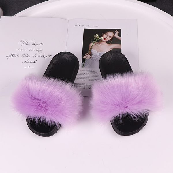 

summer fur female plush slippers 0as9, Black