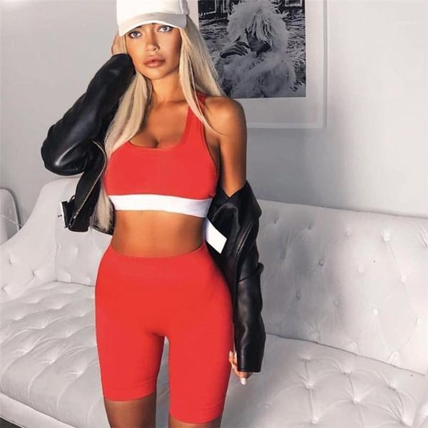 

yoga outfits 2 piece set solid high waist fitness leggings short pants seamless leggins bra sports wear for women exercise clothing1, White;red