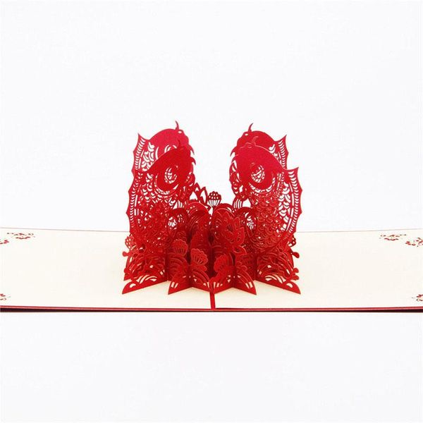 

3d лазерная вырезать ручной работы китайский новый год традиционные счастливые рыбы бумаги пригласительные открытки открытка бизнес творческ