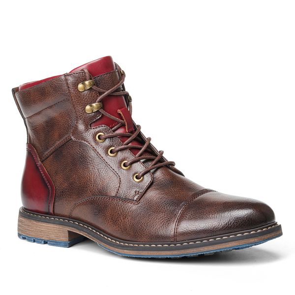 

8~12 boots men brand 2020 fashion comfortable boots leather, Black