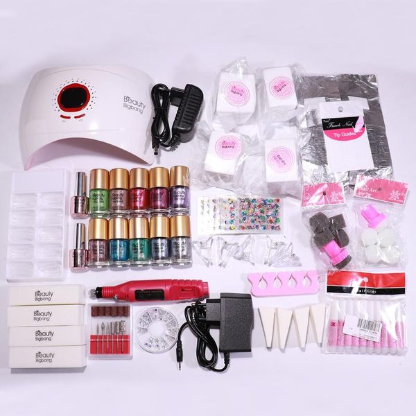 

nail art kits beautybigbang 37pcs set 36w eu uv lamp polish remover cotton wipes stickers glue fake nails sticker tools