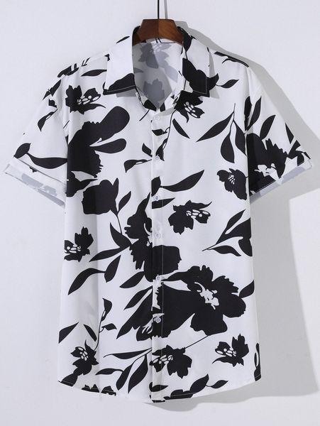 

men random floral print shirt o1wd#, White;black