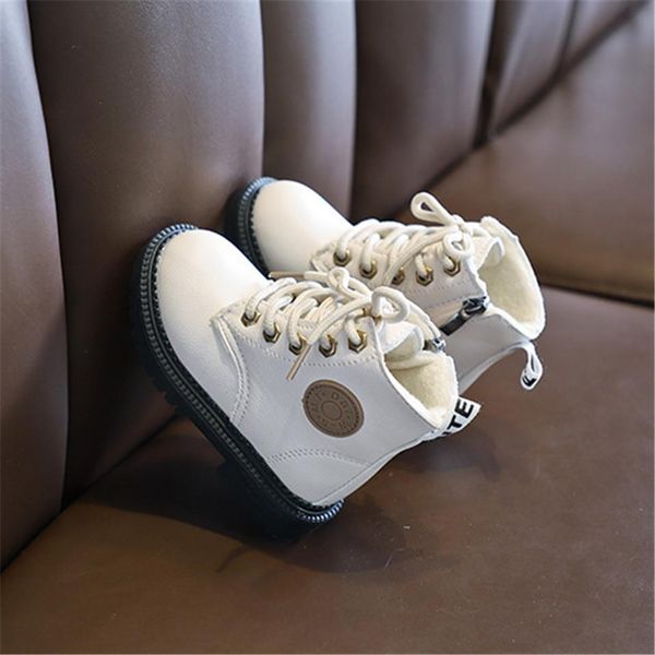 

дети martin boots pu кожаные водонепроницаемые ботинки мотоцикл зима дети снежные сапоги марка девушки принцесса обувь резина wmtwhn, Black