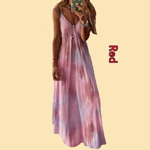 

2021 new multicoloured tie-dyed floor skirt plus size dress sleeveless polyester strapped female shoulder strap summer z3eq, Black;gray
