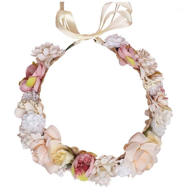 

decorative flowers & wreaths boho flower crown headband girls po headpiece floral wreath beach holiday garland for wedding festival party1