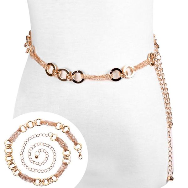 

belts 1pc women elegant alloy buckle belt waist chain lady fashion metal waistband dress accessories, Black;brown
