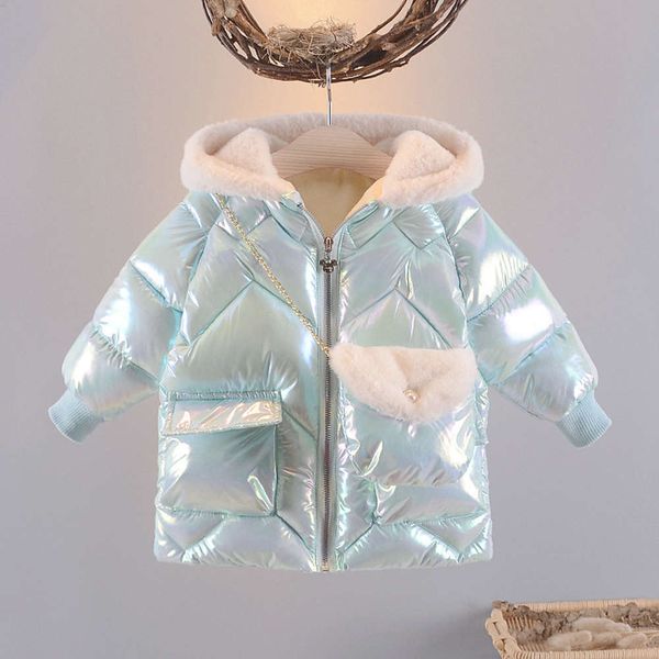 

2020 winter wtern sle long sve hooded zipper shirt cotton padded et girls' korean bright face coat thickened, Black