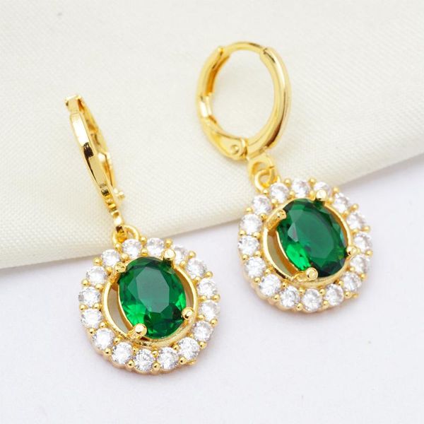 

6 colors round circle earrings cubic zirconia dangle/drop earrings for women original jewelry, Silver