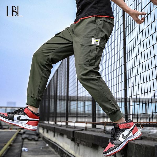 

hip hop cargo pants men streetwear fashion cotton joggers sweatpants casual harem trousers male multi pockets tactical pants 4xl, Black
