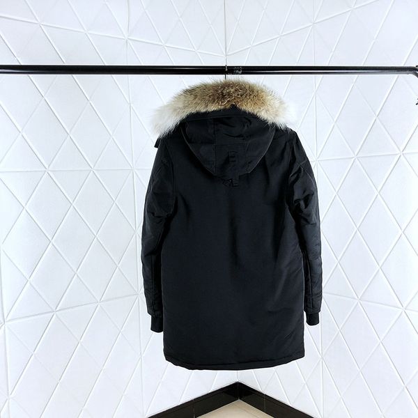 

classic men's jacket for real women's extreme wolf with fur hooded tracksuit windbreaker weather parka winter coat down designer o, Black