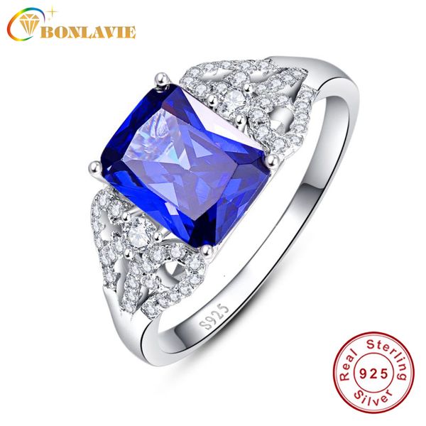

3 s blue tanzanite engagement rings emerald cut 925 sterling silver sapphire ring size 6.7.8.9 for women, Golden;silver