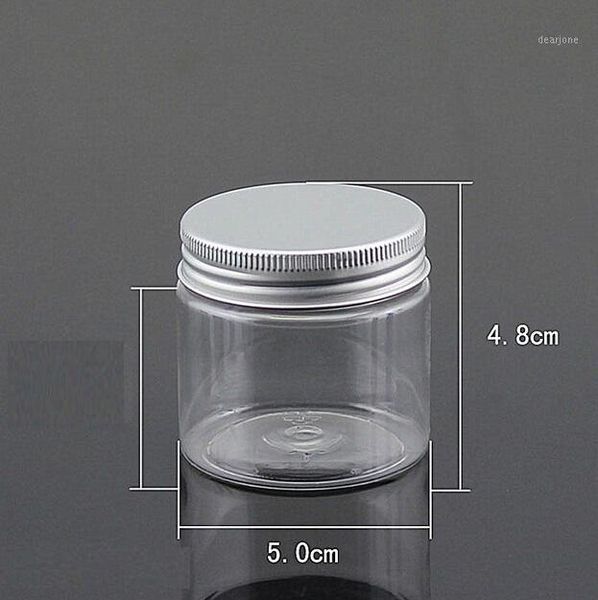 

100pcs wholesale plastic jar with aluminum lid blue/clear empty bottle screw cosmetic containers 50ml bead cream jar1