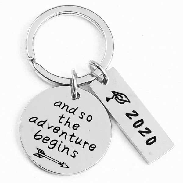 

adventure graduation and begins 2020 so gift the stainless steel key buckle, Slivery;golden