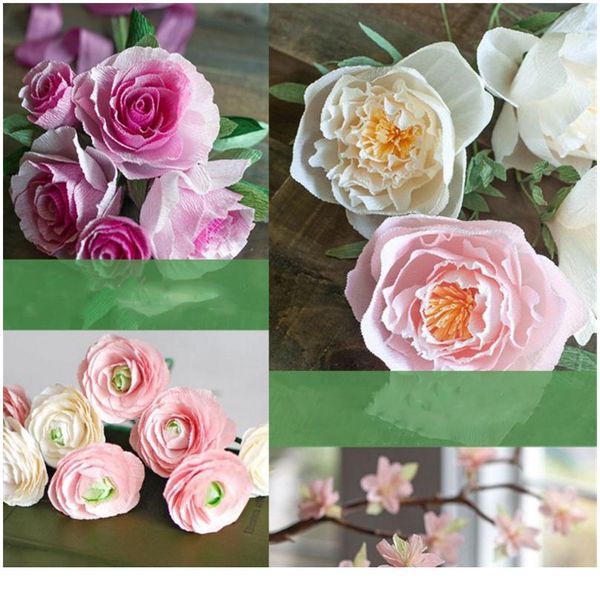 

15*250cm multicolor wrinkles paper rolls creping paper streamers diy flower decotration romc wedding party de sqcnji