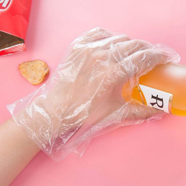 

transparent grade disposable 100pcs/bag thickened food beauty housekeeping health gloves with colorful retail bag