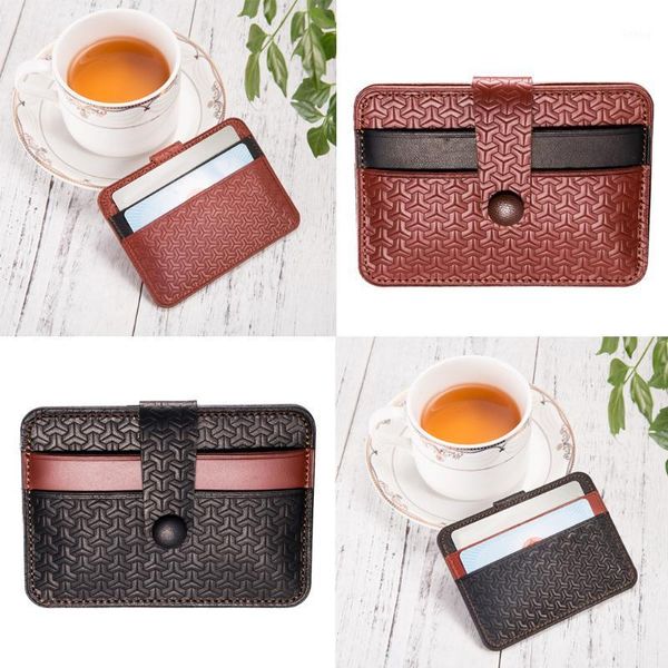 

retro men ladies minimalist leather small id s wallet holder slim pocket case1, Brown;gray