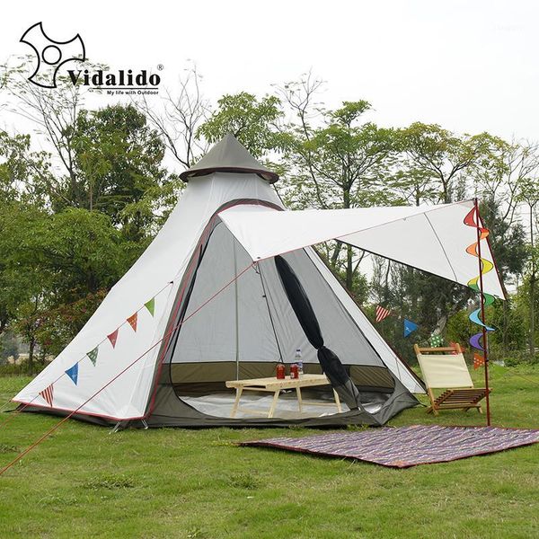 

new arrival 3-4 person use ulterlarge ultralight aluminum poles waterproof teepee tent large gazebo sun shelter1