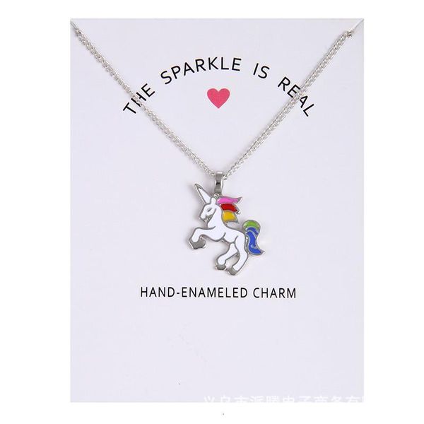 

factorybtaxwomens horse new fashion pendant colorful alloy unicorn clavicle chain chocker necklace jewelry for gift