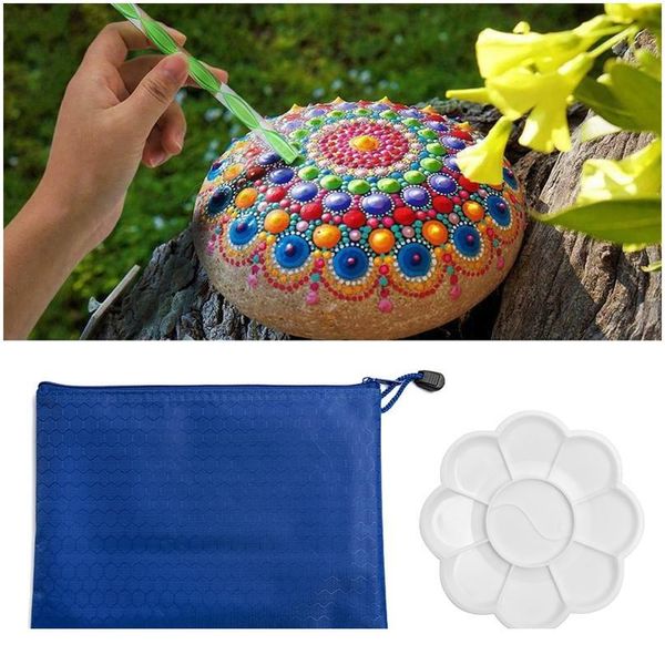

42pcs mandala dotting pen tools set for painting rock stone acrylic stick template stencil br qylvgm, Silver