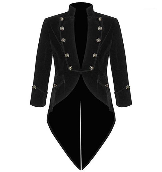 

men's suits & blazers men's velvet long tailcoat jacket steampunk halloween cosplay costume victorian gothic coat stand collar ove, White;black