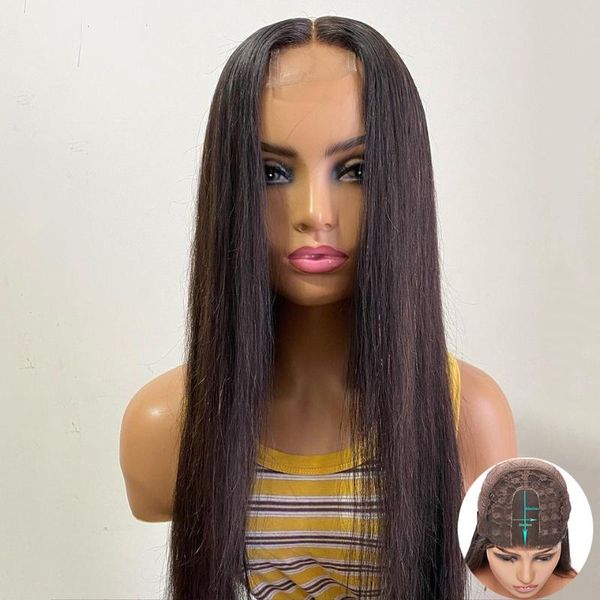 

jko 2x6 straight wig lace closure wig human hair wigs pre plucked with baby hair lace front wigs brazilian remy, Black;brown