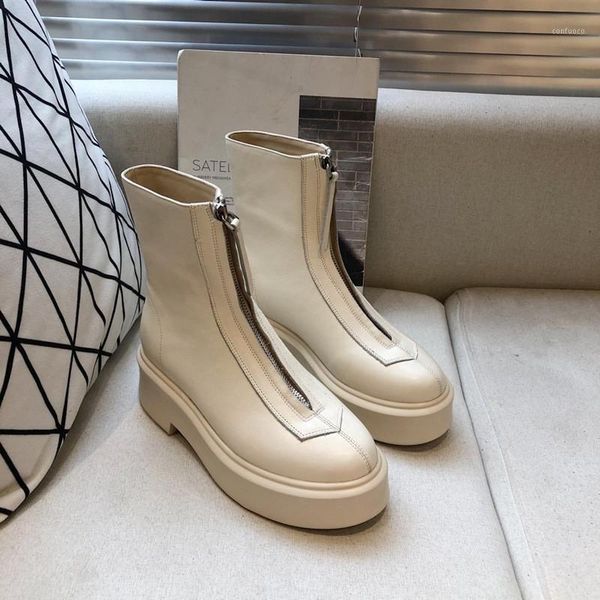 

platform motorcycle boots women thick heel shoes woman round toe botines mujer zipper ladies ankle botas casual chaussures femme1, Black