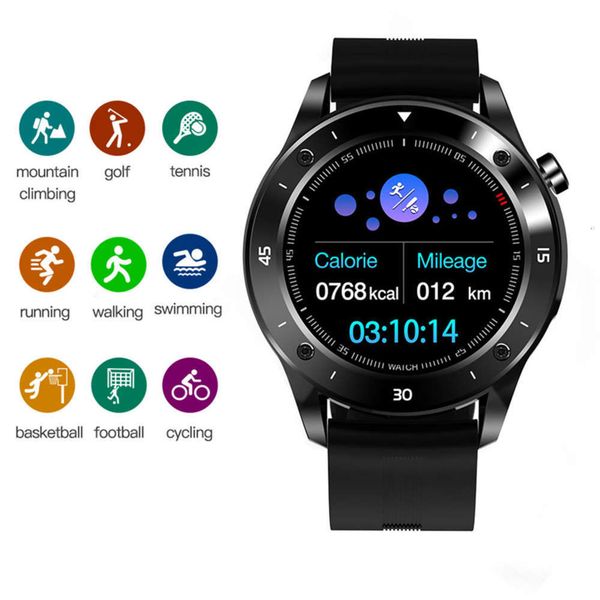 

men's f22, round smart watch with heart rate control, bluetooth, 1.54 inch touch screen android ios mobile