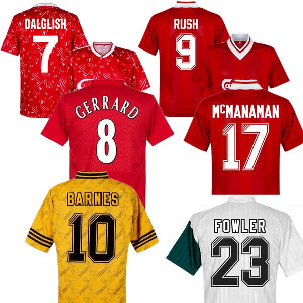 

dalglish mcmanaman gerrard retro soccer jersey 89 91 torres 06 07 football shirts fowler 1989 maillot 1982 barnes 08 09 rush 97 95 96 93 85, Black;yellow
