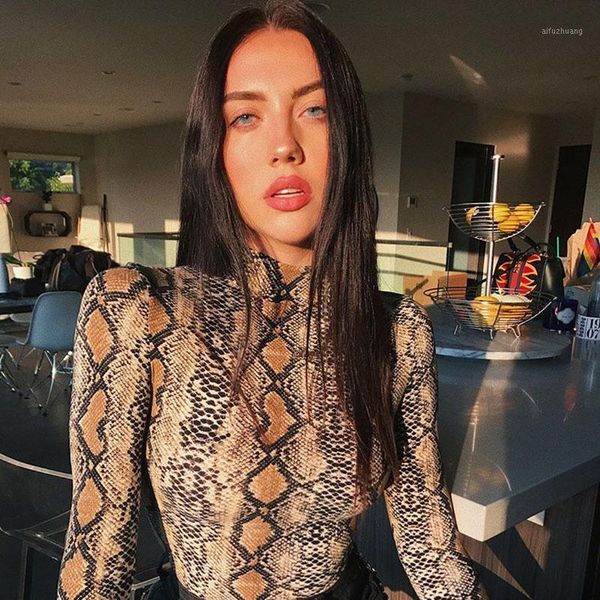 

yiciya snake skin turtleneck long sleeve bodysuit bodycon fashion romper womens jumpsuit overall knitted combinaison women1, Black;white