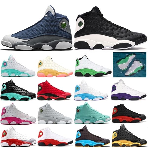 

13 13s basketball shoes aurora green bred green flint black cat playground luky green men shoes sneaker trainers 5.5-13