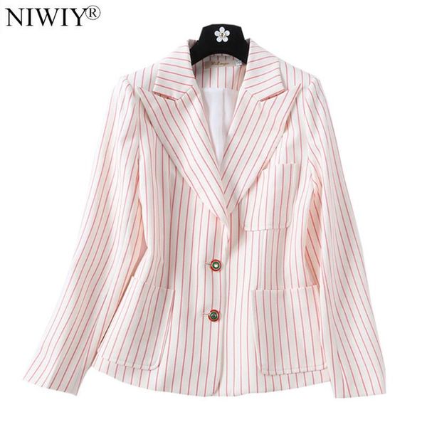 

women's suits & blazers high-end autumn striped women suit jacket casacas para mujer invierno 2021 oversize long sleeve blazer casacos, White;black