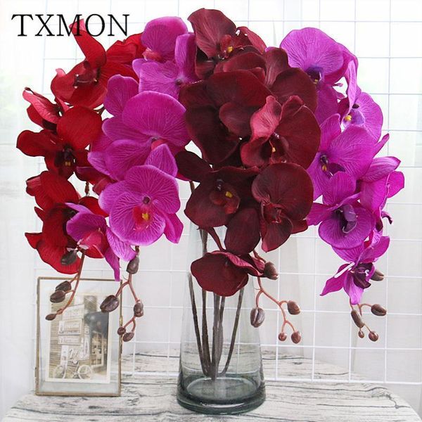 

8 heads autumn colors large branch phalaenopsis artificial flower european wedding home decoration silk fake flowers furnishing1