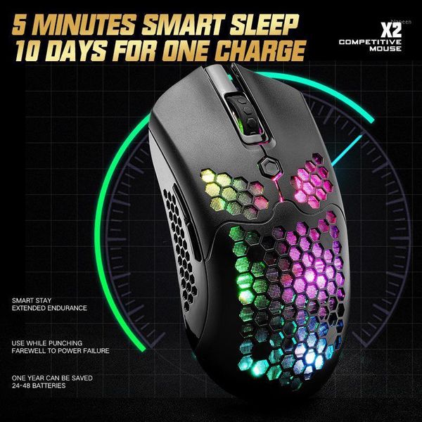 

mice x2 wireless mouse 12000dpi dual mode gaming 7 keys hollow rgb backlit for notebook desk