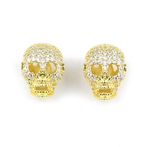 

jnyby череп кулон кулон медные разные бусы 4 отверстия micro pave cz zircon charms свободные бусины ювелирный браслет изготовления diy аксес, Bronze;silver