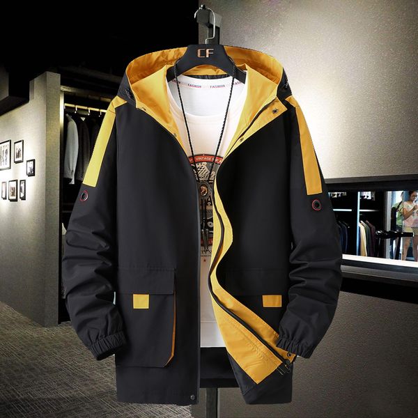 

2021 new men's bed plus fashion hood coat autumn pocket big size 7xl 8xl 9xl 10xl jacket 7hzo lydo, Black;brown