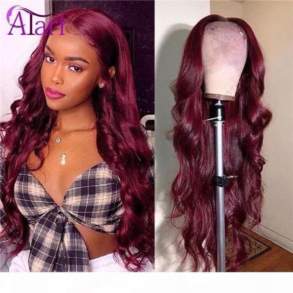 

ombre 1b 99j burgundy virgin hair wigs 100% human hair lace frontal wigs 13x4 lace front transparent atari, Black;brown