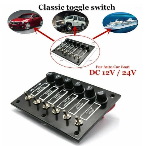 

car accessories styling toggle switch panel truck bakelite with fuses 6 gang dc12v 24v caravan circuit protection easy install1