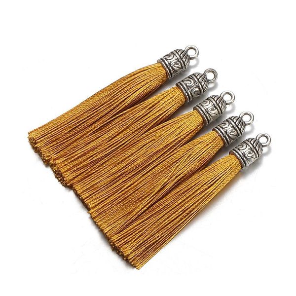 

10pcs lot 6cm silk tassel with silver caps decorative tassels pendants diy earring charm for jewelry making hangling accessories h wmtfdi