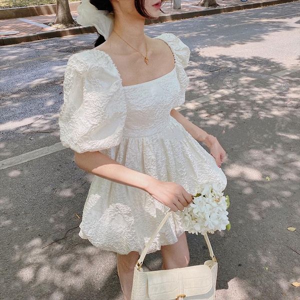 

summer dress 2020 french retro pink bud dress women sweet puffy vestidos mujer drop shipping, Black;gray