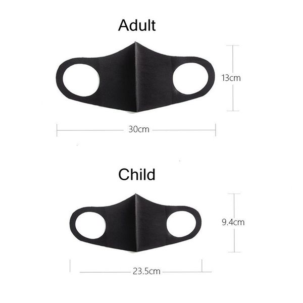 

fog black face dust mask mouth anti cover child breathable reusable washable outdoor ice silk cotton masks ljjp136 ylnj#