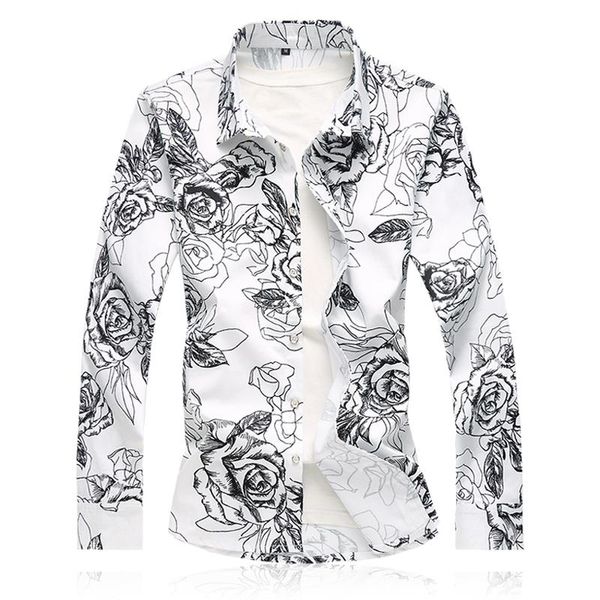 

men shirt size -7xl main push autumn winter new men's cotton elastic fashion fatten, long sleeved long sleeved shirt c102p55, White;black