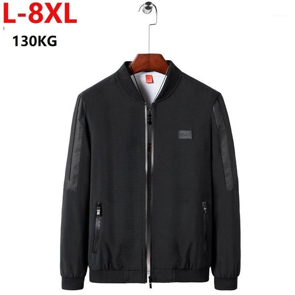 

2020 balplein plues size 8xl 7xl men loose bomber jacket zipper windbreaker thin slim long sleeve baseball jackets clothes1, Black;brown