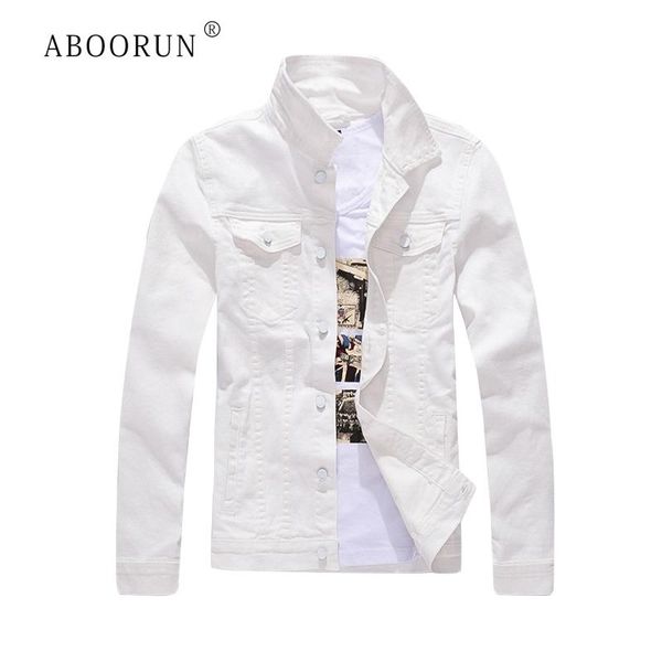

aboorun men's slim full sleeve all match denim jean jacket casual black white fancy colored coat outerwear r1407, Black;brown