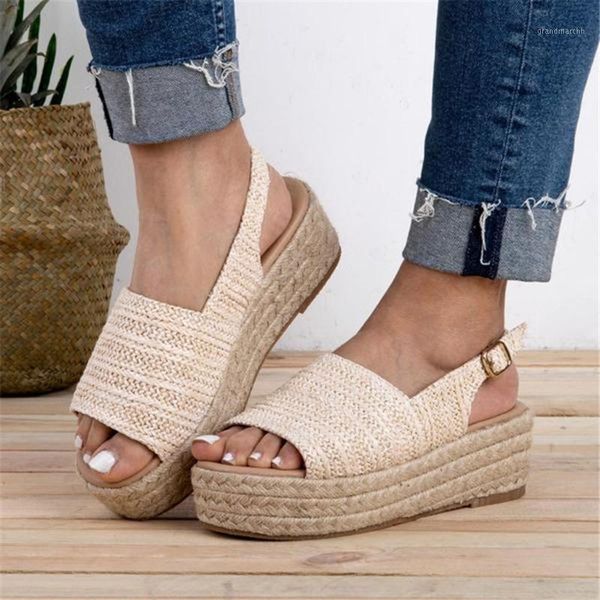 

womens femme platform sandals plus size fashion straw shoes open toe thick bottom roman slippers beach june171, Black