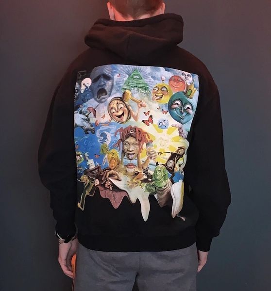 

2020 ins hip hop stars trippie redd life is a trip album graffiti hoodie skateboard hooded sweatshirt men women hoodie, Black
