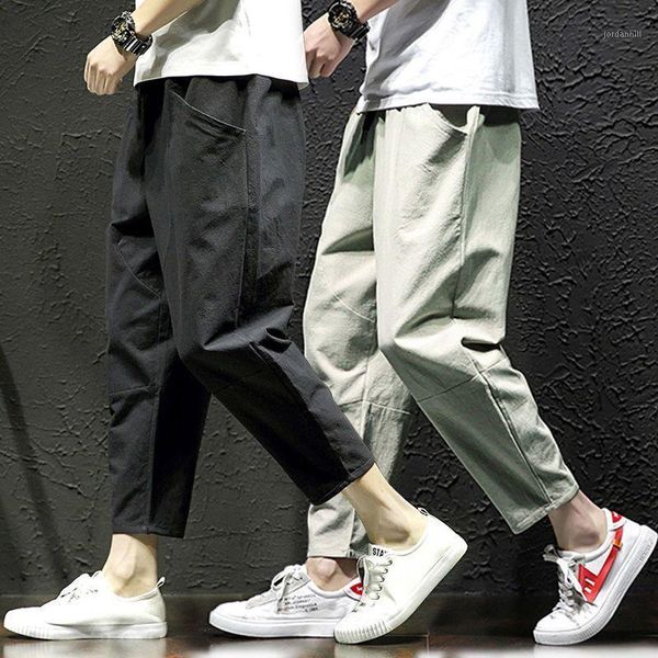 

autumn men's pants new nine-point loose harem pants youth stretch wide-leg quick-drying casual1, Black