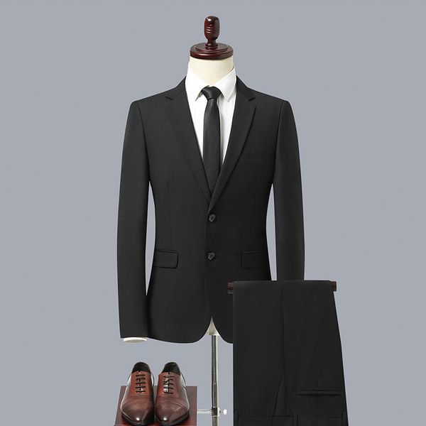 

men's suits & blazers suit wedding dress black slim korean professional man two piece, White;black