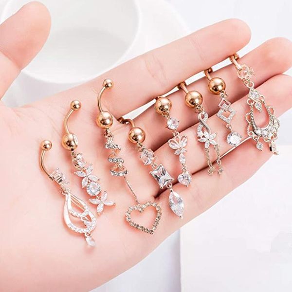 

1/2шт хирургическая стальная бабочка button belly button piercing ring 14g цветочное животное цветочное кольцо belly crystal navel piercing, Silver